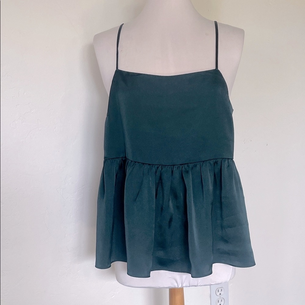 Express Blue Green Babydoll Cami Gathered Style Adjustable Thin Straps Top